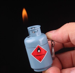 创意煤气罐造型打火机个性迷你明火钥匙扣迷你小巧挂件打火机