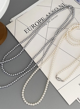 锁骨链高级感毛衣链珍珠项链