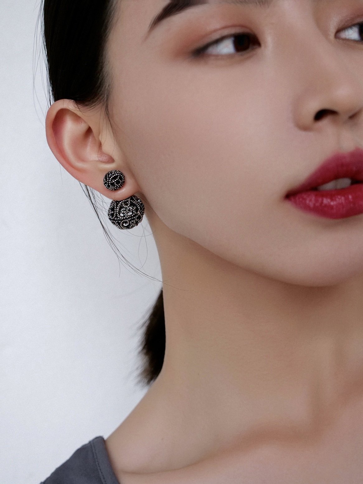 前后两用古银复古耳环s925纯银针高级感轻奢气质时尚简约黑色耳钉,饰品/流行首饰/时尚饰品新,耳环,淘宝优惠券,粉丝福利购,淘宝优惠卷