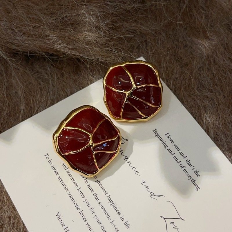 复古红色几何耳环女小众设计感高级轻奢气质耳钉2025新款爆款耳饰,饰品/流行首饰/时尚饰品新,耳环,淘宝优惠券,粉丝福利购,淘宝优惠卷