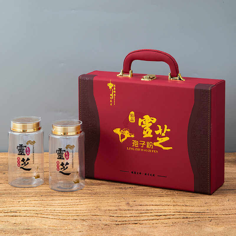 新品红色磨砂灵芝孢子粉包装盒一斤装礼盒礼品盒皮盒子空盒批发