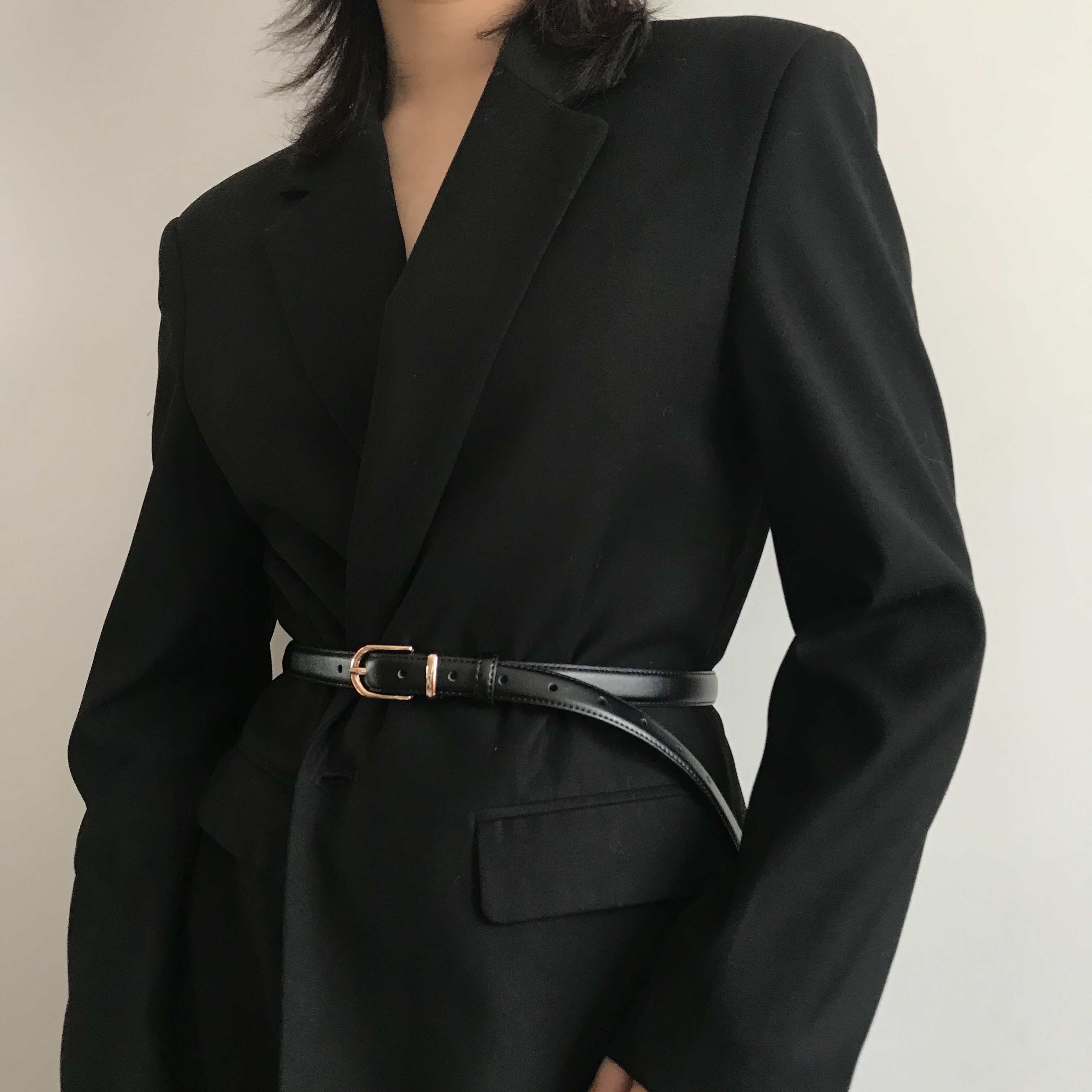 三环路百搭小众高级感牛皮腰带青年男女通用圆扣文艺复古圆孔皮带