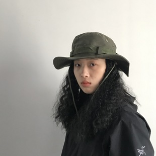 Q三环路春季出行渔夫帽简约垂钓帽子百搭按扣卷边帽大檐登山帽