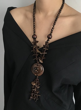 三环路椰壳毛衣链男女饰品