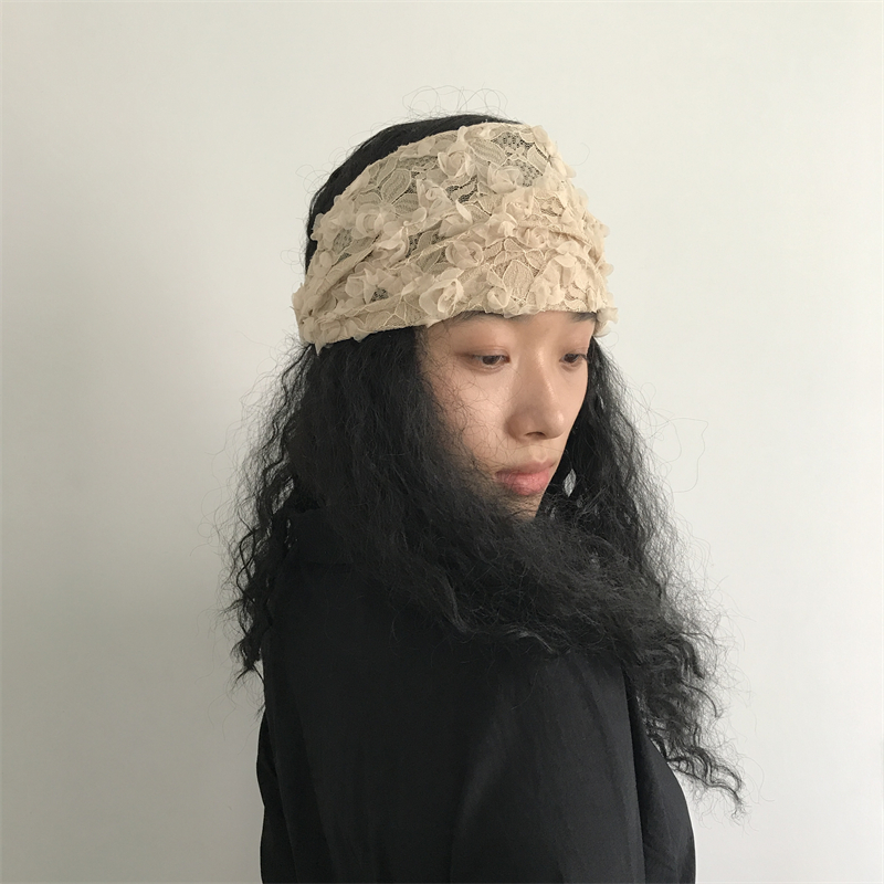 三环路花朵蕾丝发带法式优雅发饰