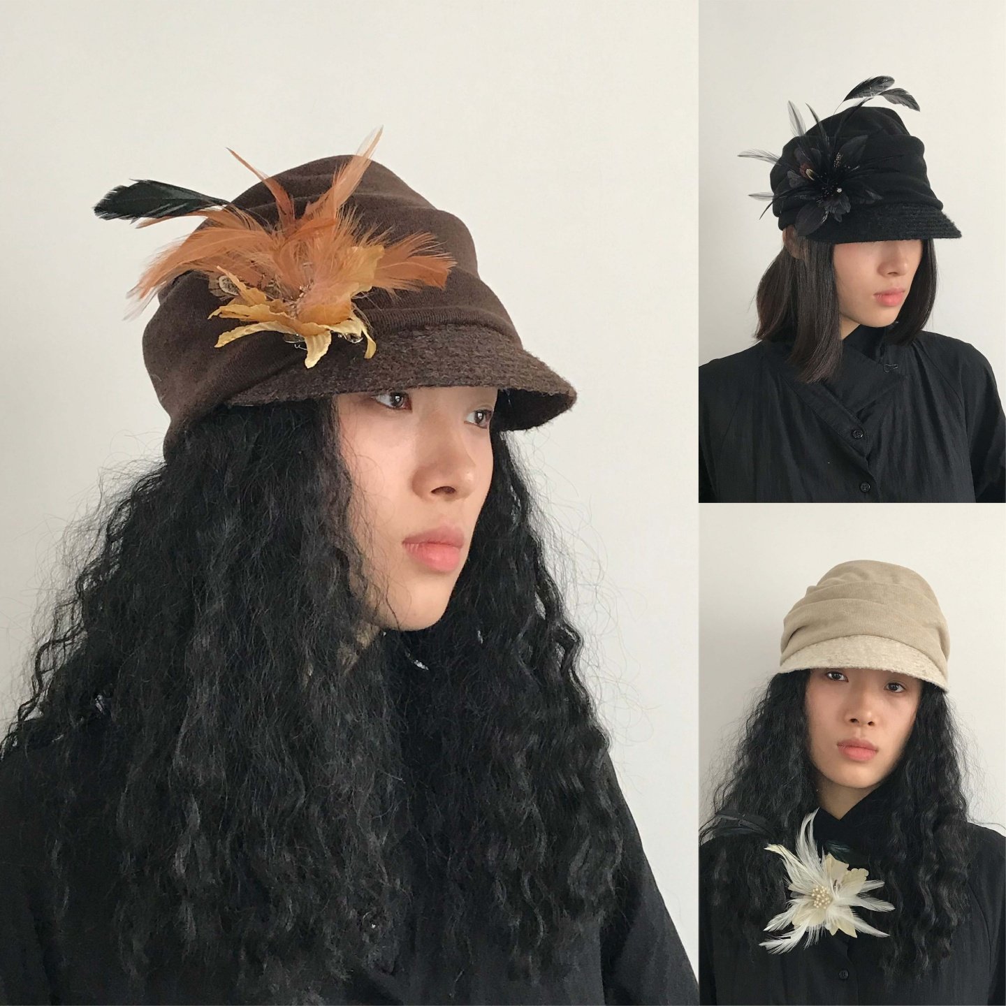 三环路【原创】羽毛花朵贝雷帽复古可折叠保暖帽子羽毛装饰报童帽,服饰配件/皮带/帽子/围巾,帽子,淘宝优惠券,粉丝福利购,淘宝优惠卷