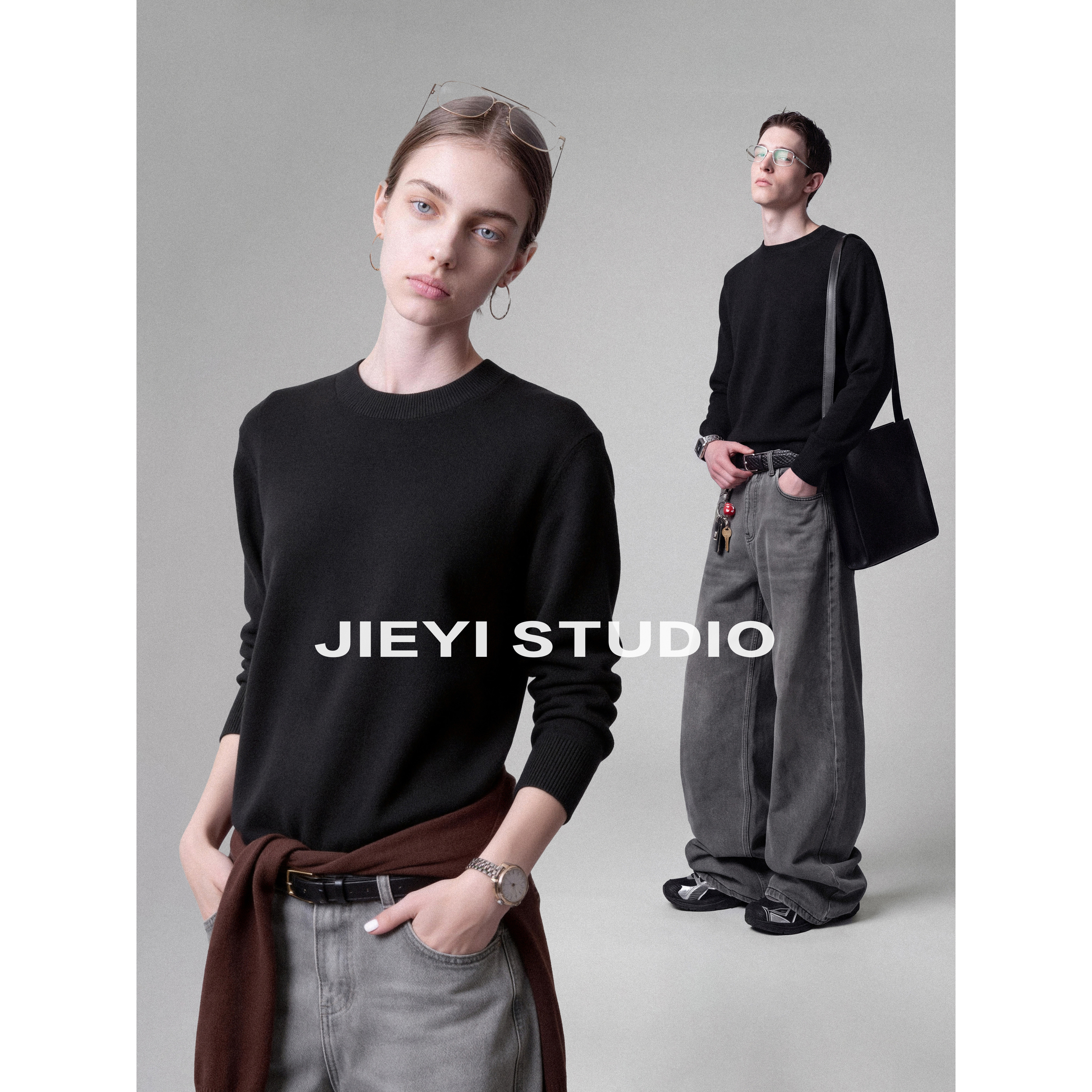 JIEYI 「精梳16支」零压柔感细腻保暖针织衫套头圆领修身打底衫