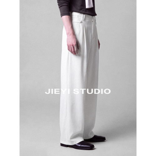 JIEYI「立体裁剪」高级显廋纽扣调节腰袢抗皱免烫垂坠感阔腿西裤