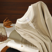 JIEYI 假两件圆领针织卫衣都市通勤小日系上衣拼接标签长袖 T恤男