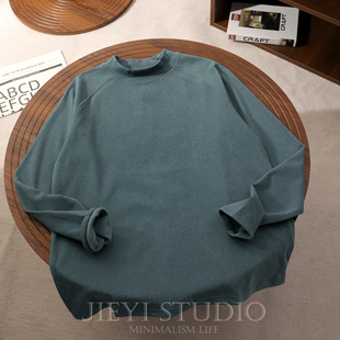 JIEYI 双面磨毛德绒自发热打底衫小中立领纯色内搭长袖保暖T恤衫