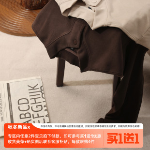 JIEYI 卫衣磨毛小中立领内搭外穿上衣 一粒扣文艺复古风德绒打底衫