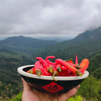 湖南湘西大山土特产酸辣椒食用
