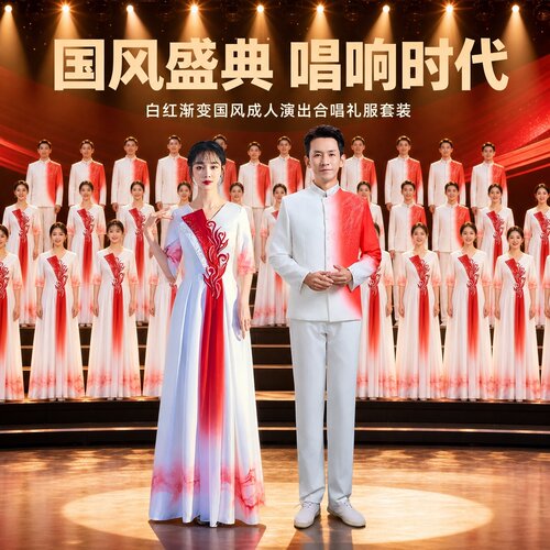 学生大合唱团演出服女长裙表演服