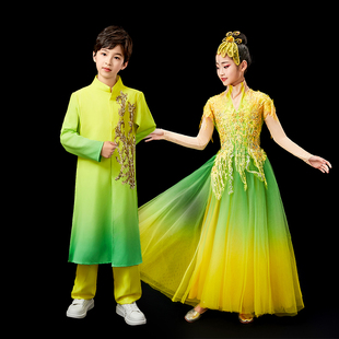 六一儿童演出服万疆开场舞大摆裙舞蹈服歌伴舞灯火里 中国舞蹈服