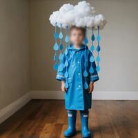 Halloween rain without an umbrella, children dress up with cloud-raindrop-shaped headwear, creative handcrafted festival photo props thumbnail 8