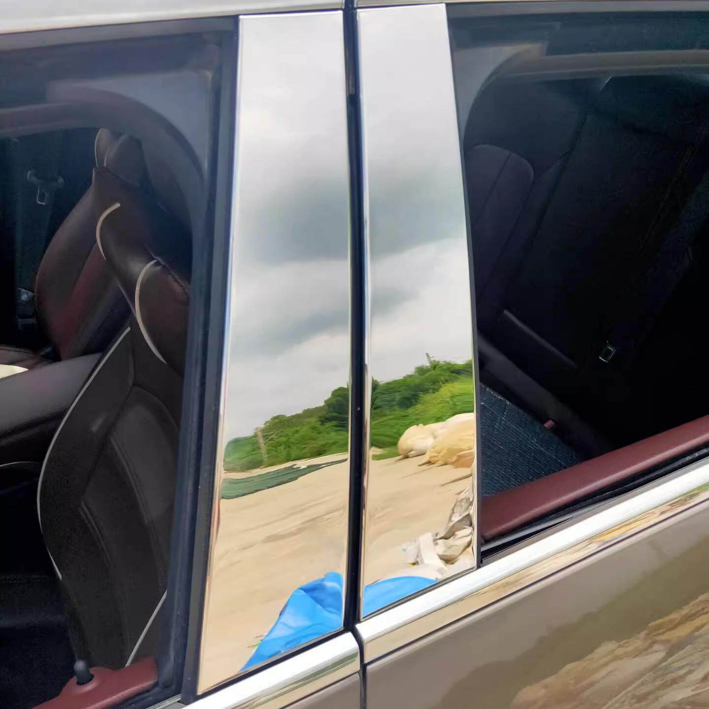 适用于19-21款福特领界车窗装饰立柱改装 不锈钢中柱饰条反光亮条