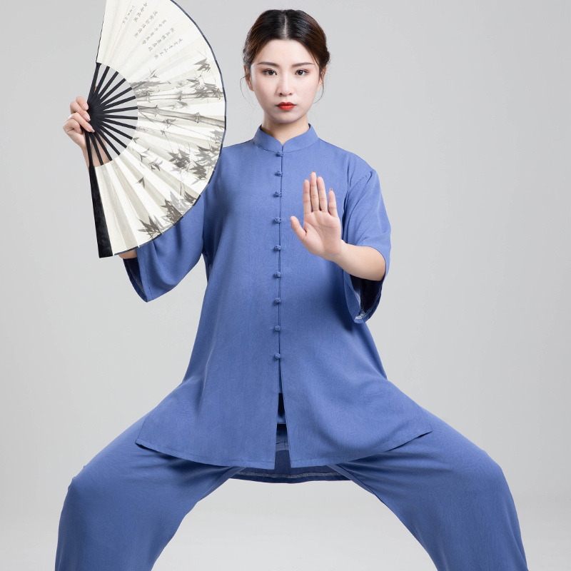 御尊武当压花麻太极服女太极拳服