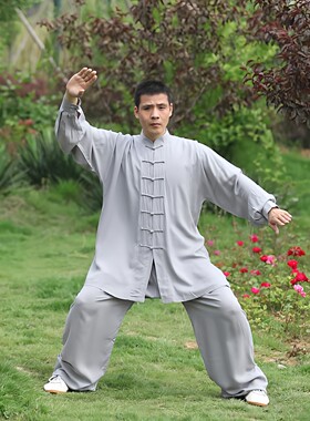 太极服女绵绸长袖表演纯棉太极拳