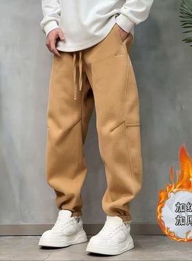 LKT.NINE美式加长款束脚卫裤男秋冬加绒加厚宽松刺绣休闲裤97293