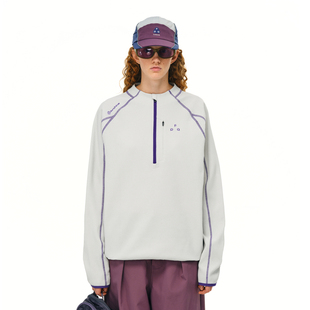 美式 男女同款 半拉链撞色t恤秋季 设计宽松运动情侣长袖 直播款