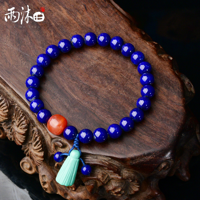 原矿天然青金石手链民族风时尚女士手串女款单圈绿松石南红饰品7m