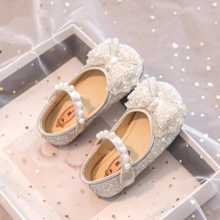 真皮女童水晶鞋儿童小皮鞋2026春季新款小女孩公主单鞋闪亮礼服鞋