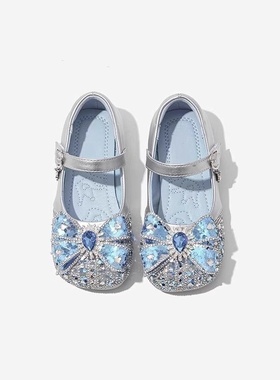 真皮女童鞋子儿童公主水晶皮鞋2025夏季新款女小童单鞋闪亮舞蹈鞋