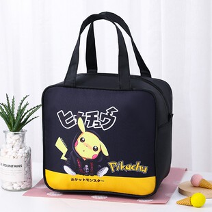 学生皮卡丘保温饭盒袋子手提袋大号卡通宝可梦便当包加厚铝膜男孩