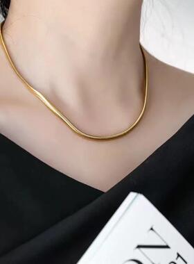 蛇骨链金色锁骨链钛钢项链