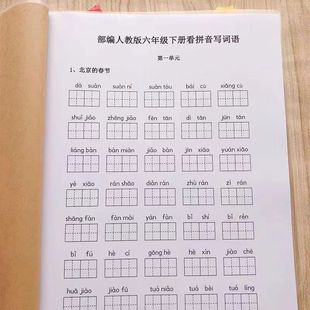 一二三四五六年级看拼音写词语生字注音练习本田字格人教版课业本