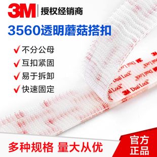 3MSj3560透明蘑菇头搭扣SJ3561不分公母背胶魔术贴自粘固定装 饰