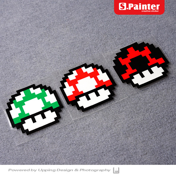 SP车贴经典游戏红白机电动车车身贴纸趣味像素蘑菇汽车装饰反光贴