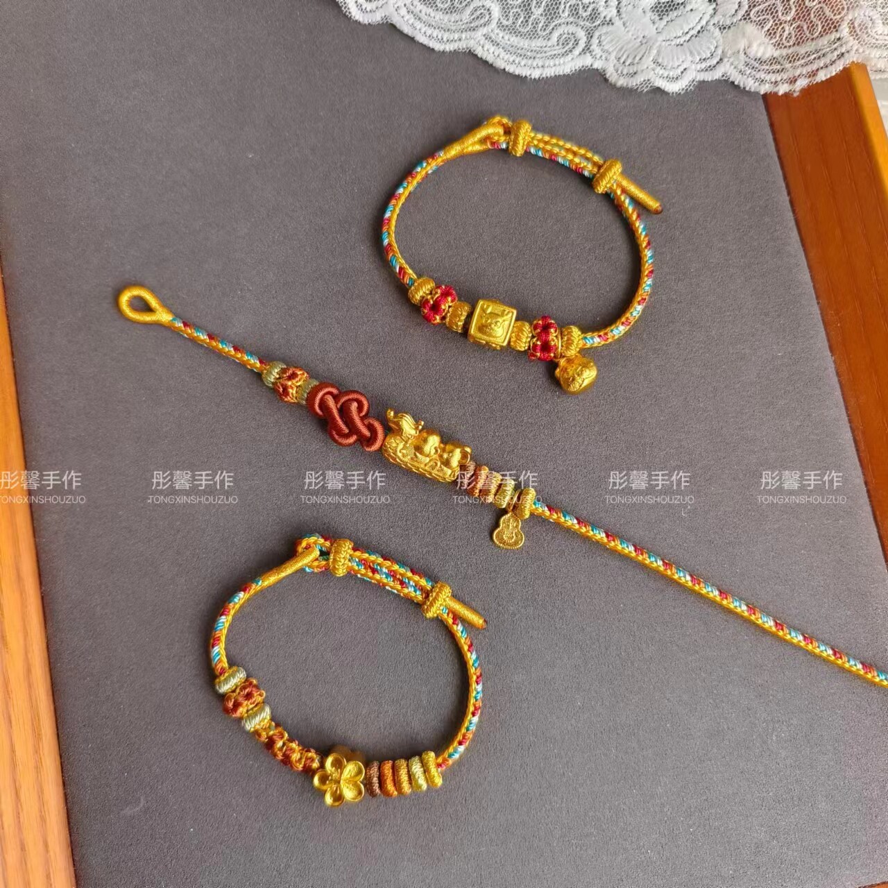 敦煌配色手工编绳可穿转运珠红绳