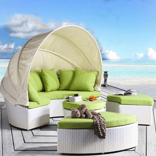 户外躺床圆床庭院藤编沙发露天沙滩躺椅阳台泳池懒人床室外大圆床