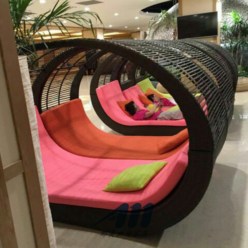 酒店定制藤椅庭院阳台沙发床躺床