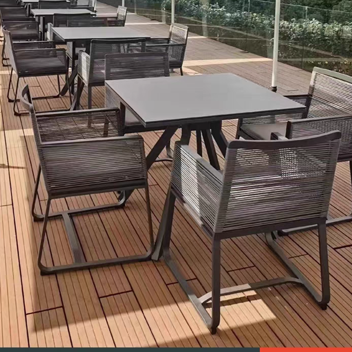 户外桌椅庭院别墅露天阳台设计防水家具组合室外绳编铝合金桌椅