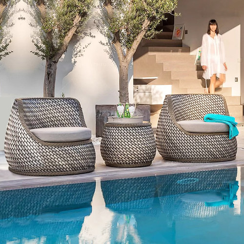 维娜轩藤编沙发北欧简约防水防晒