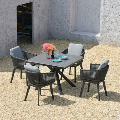 户外桌椅庭院别墅室外花园岩板餐桌椅子咖啡厅酒店民宿休闲小圆桌