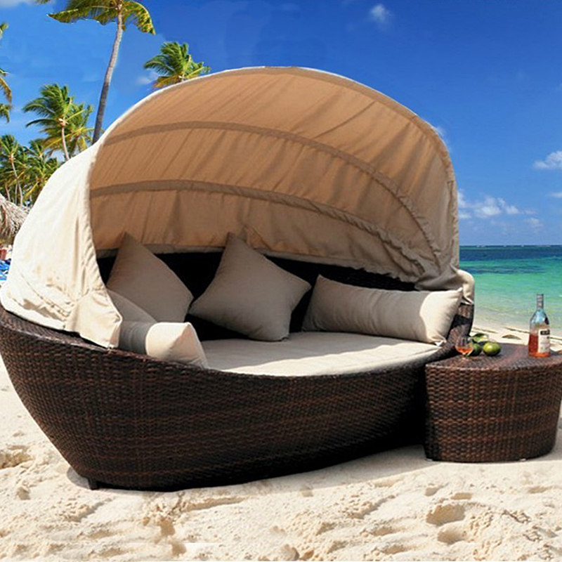 圆床户外家具藤椅休闲床