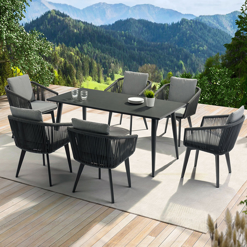 户外花园休闲庭院露天绳编桌椅组合室外别墅阳台防水防晒简约家具