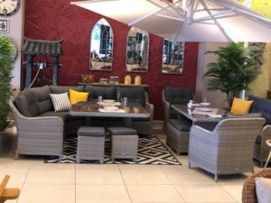 户外休闲花园庭院转角藤椅沙发室外圆藤沙发露天阳台酒店藤编家具