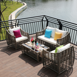 新户外藤编藤椅沙发椅露天家具组合室外庭院三人防晒防水北欧藤沙