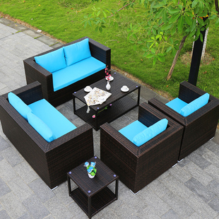 户外藤沙发北欧藤沙发双人藤沙发阳台室外藤编休闲花园沙发防水