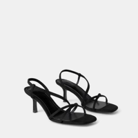 Zara, эластичные летние универсальные босоножки на каблуке на каблуке-шпильке, тонкий ремешок, средний каблук