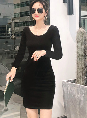 中长款包臀打底连衣裙女