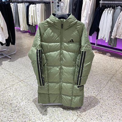 阿迪达斯羽绒服男子长款过膝连帽保暖运动外套JG3839JG3840