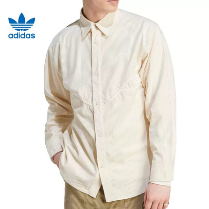正品Adidas/阿迪达斯三叶草男子秋季翻领灯芯绒衬衫IM4444 II5786
