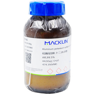 Macklin硫酸铝钾十二水合物分析纯AR 500g 99.5%钾明矾7784-24-9