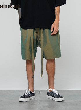 UNDEFINED幻彩渐变科技感飘带设计宽松哈伦裤美式潮牌短裤