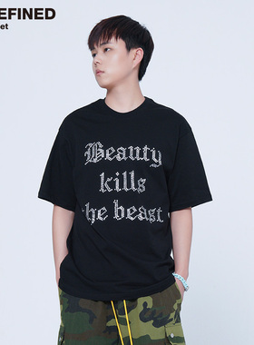 Undefined高街美丽杀死野兽洛世奇大号水钻宽松潮流短袖T恤